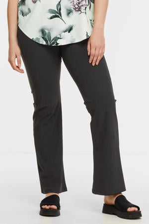 flared broek van travelstof zwart