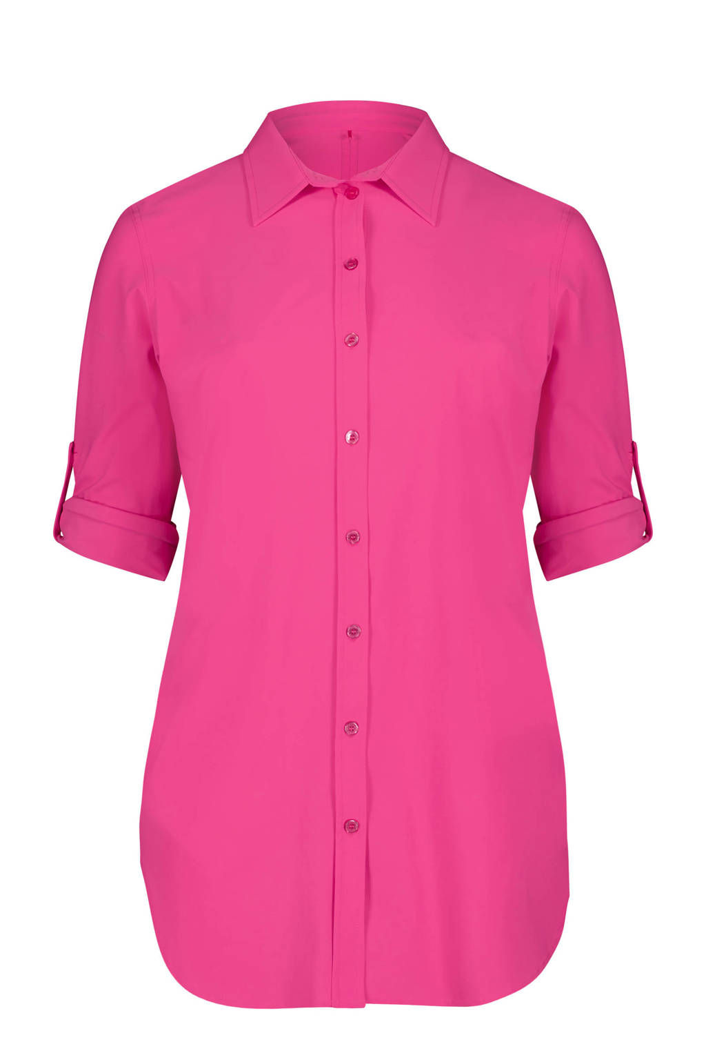 Plus Basics blouse van travelstof roze
