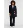 Plus Basics flared broek van travelstof donkerblauw
