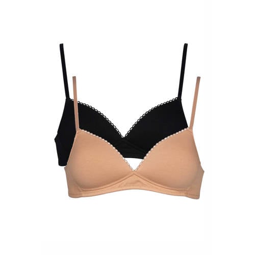 My Basic by After Eden voorgevormde bh zonder beugel (set van 2) beige/zwart afbeelding