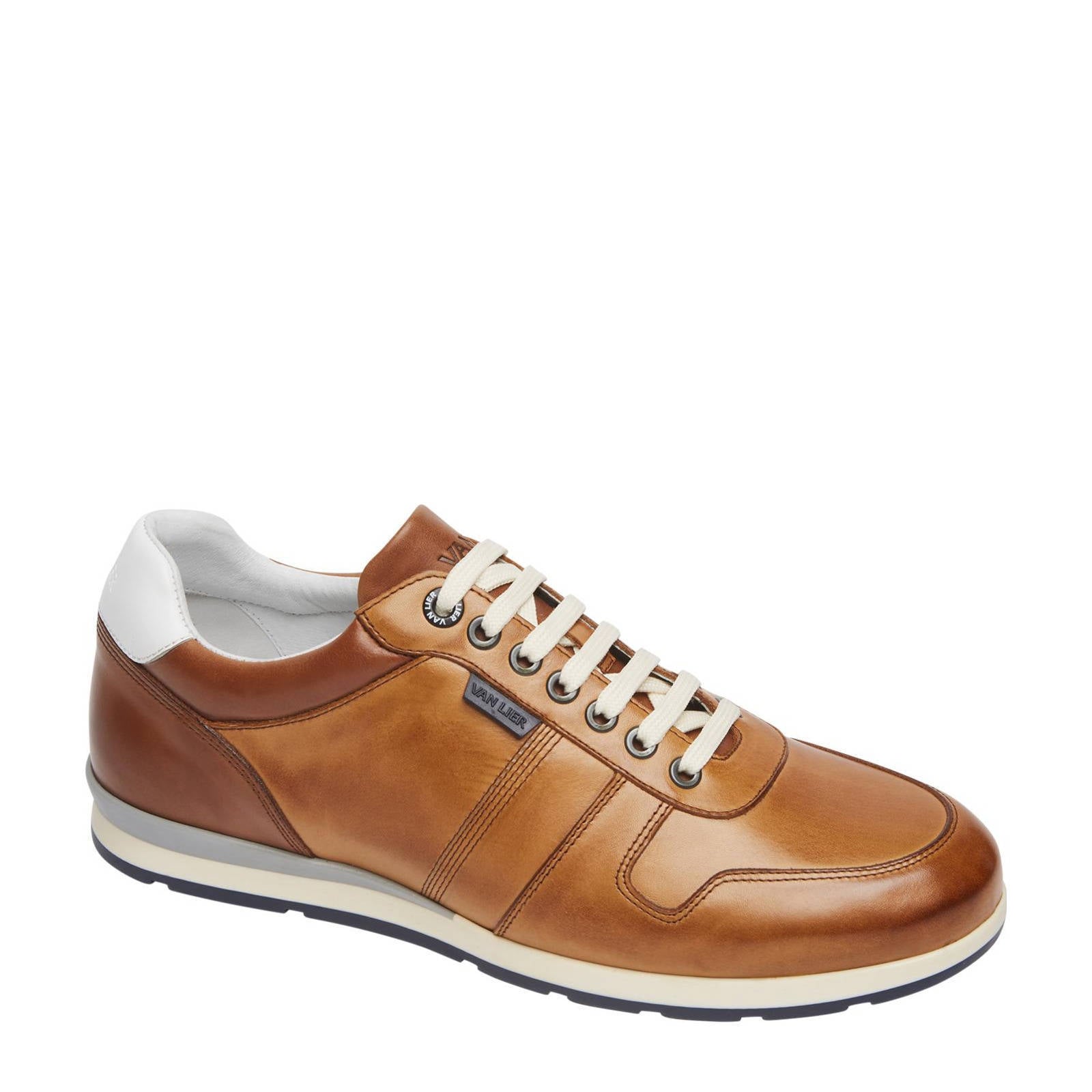 Van Lier Davinci leren sneakers cognac | wehkamp