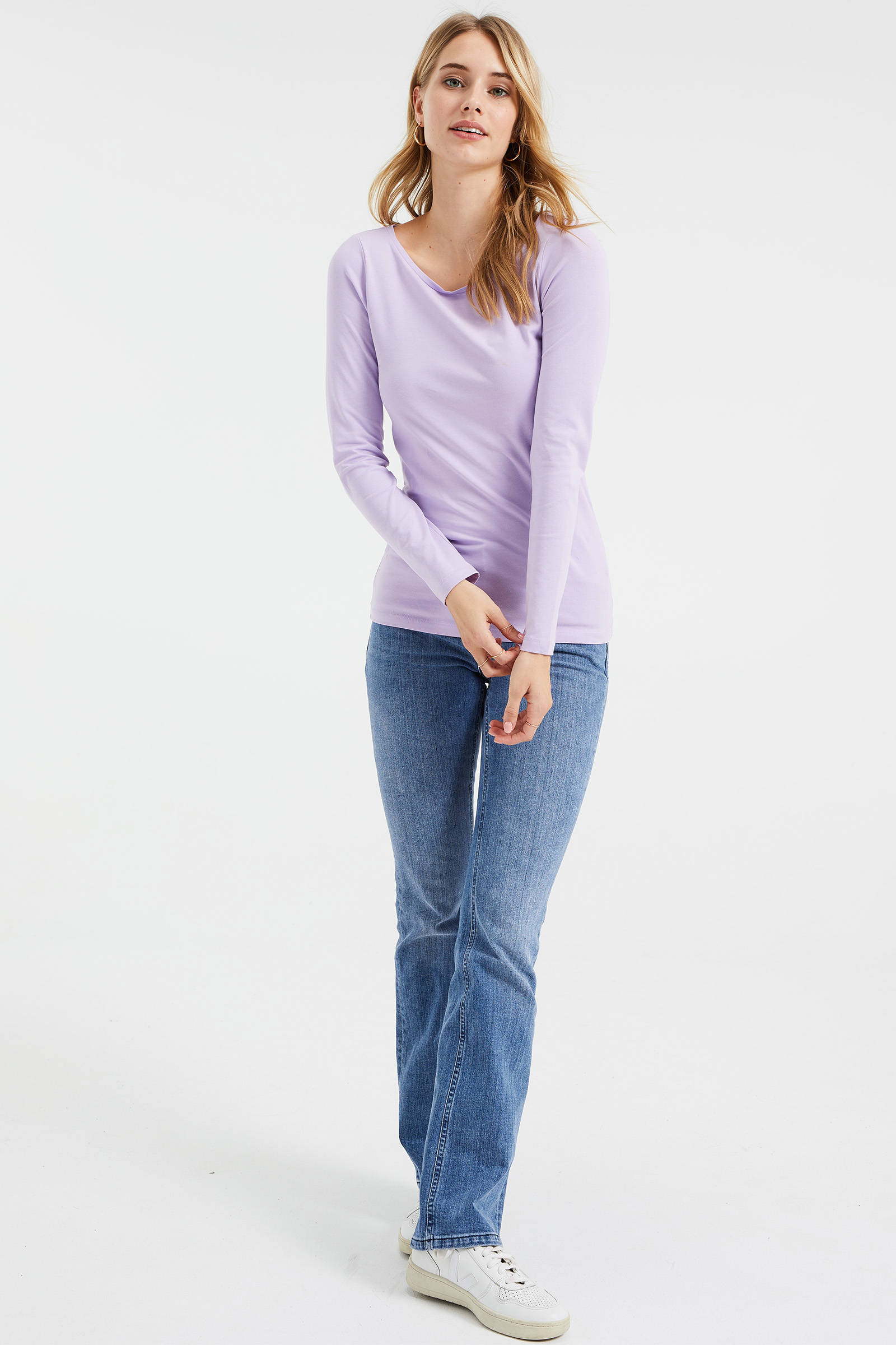 WE Fashion basic longsleeve lila | wehkamp