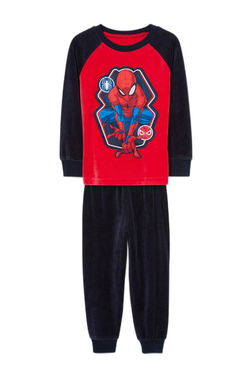 C&A Spiderman badstof Spider-Man pyjama rood/zwart, Rood/zwart