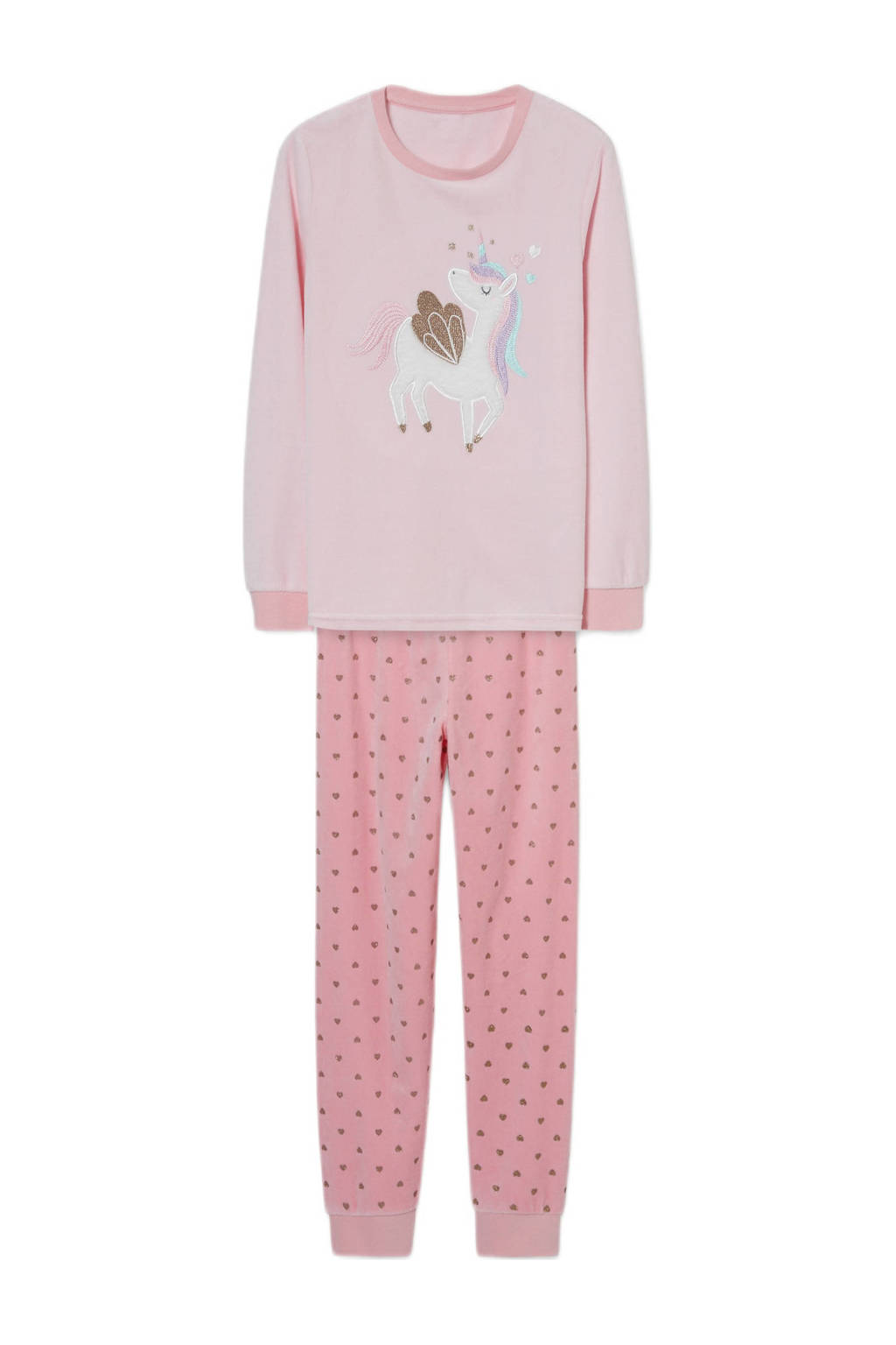 C&A badstof pyjama met printopdruk roze/lichtroze, Roze/lichtroze