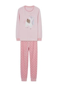 C&A badstof pyjama met printopdruk roze/lichtroze, Roze/lichtroze