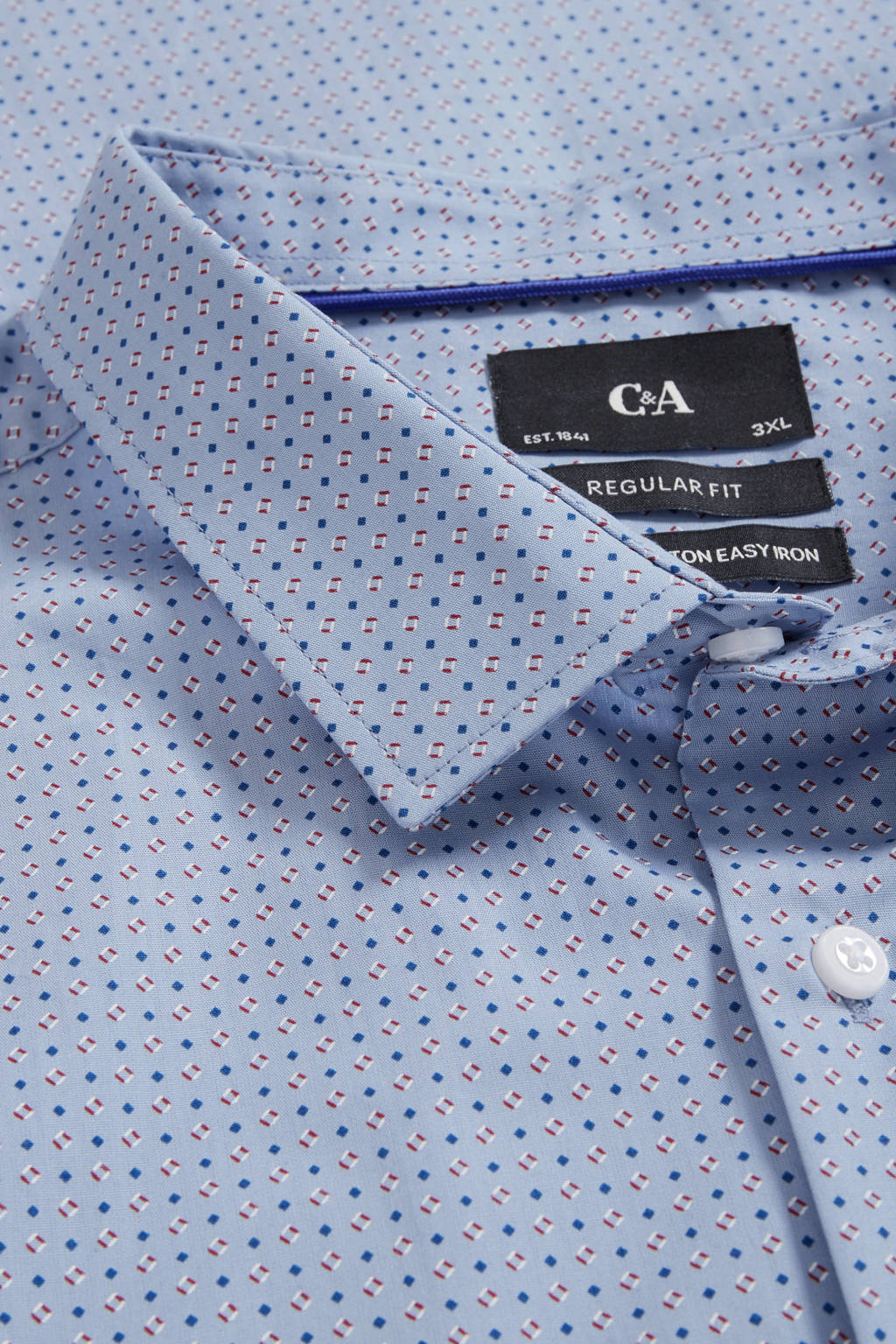 Verzoenen Strak wetenschappelijk C&A regular fit overhemd met all over print lichtblauw | wehkamp
