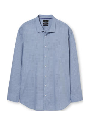 regular fit overhemd met all over print lichtblauw
