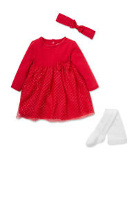 C&A Baby Club jurk + maillot + haarband rood/wit, Rood