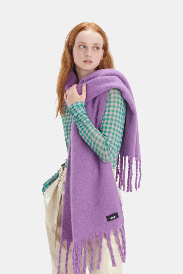 Bekijk het internet natuurlijk klinker Shoeby colored sjaal met franjes paars | wehkamp