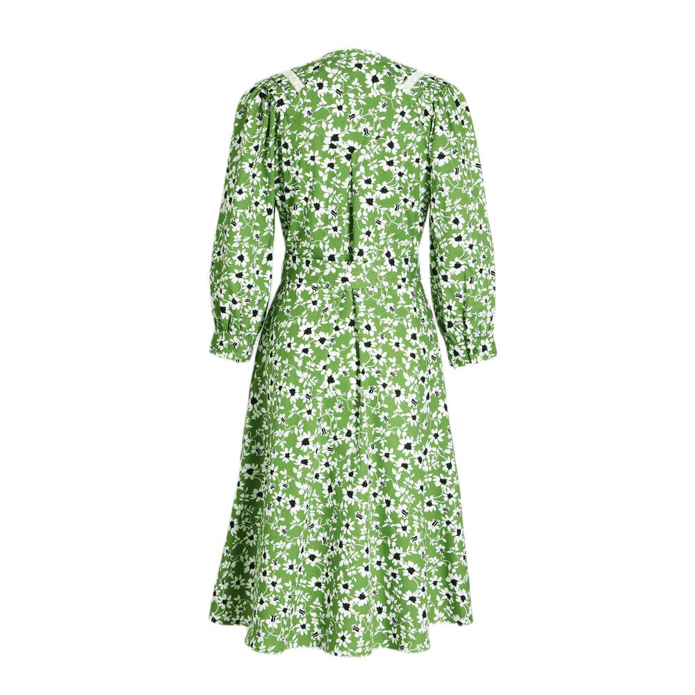 Miljuschka by Wehkamp poplin blouse jurk bloemenprint groen