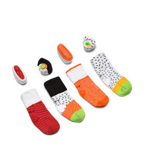 Gift baby sokken Sushi - set van 4 in een geschenkset multi