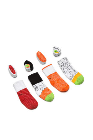 Gift baby sokken Sushi - set van 4 in een geschenkset multi