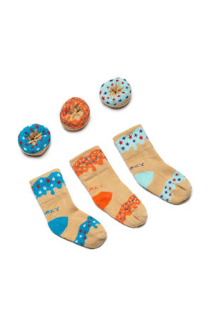 Gift baby sokken Donut - set van 3 in een geschenkset Blueberry Orange