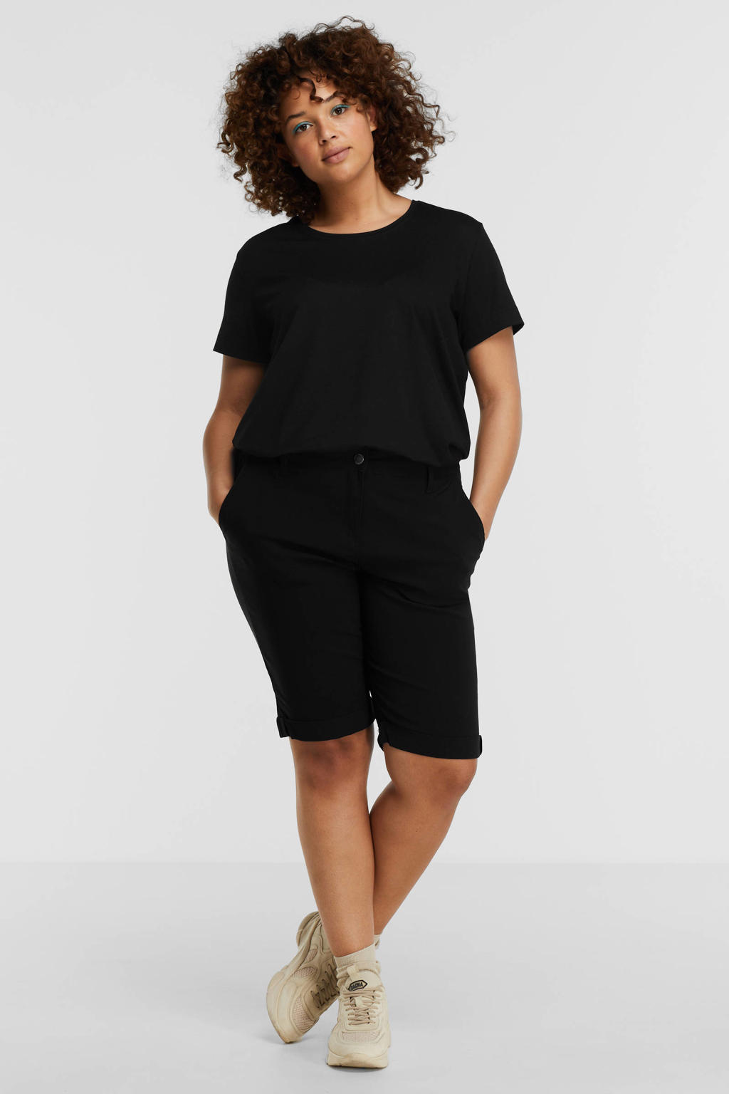 Zhenzi slim fit korte broek STEP 84 zwart