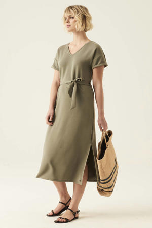 jurk met ceintuur olijfgroen