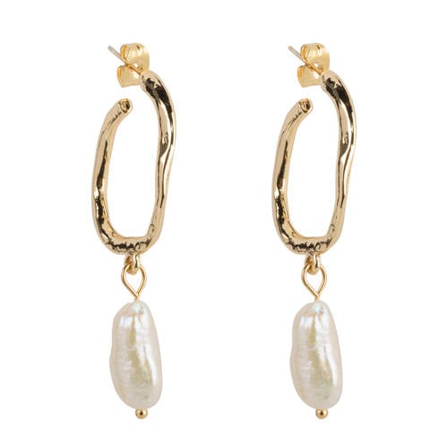 Club Manhattan oorbellen Pearl Hoops goudkleurig afbeelding