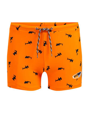 zwemboxer met haaien print oranje