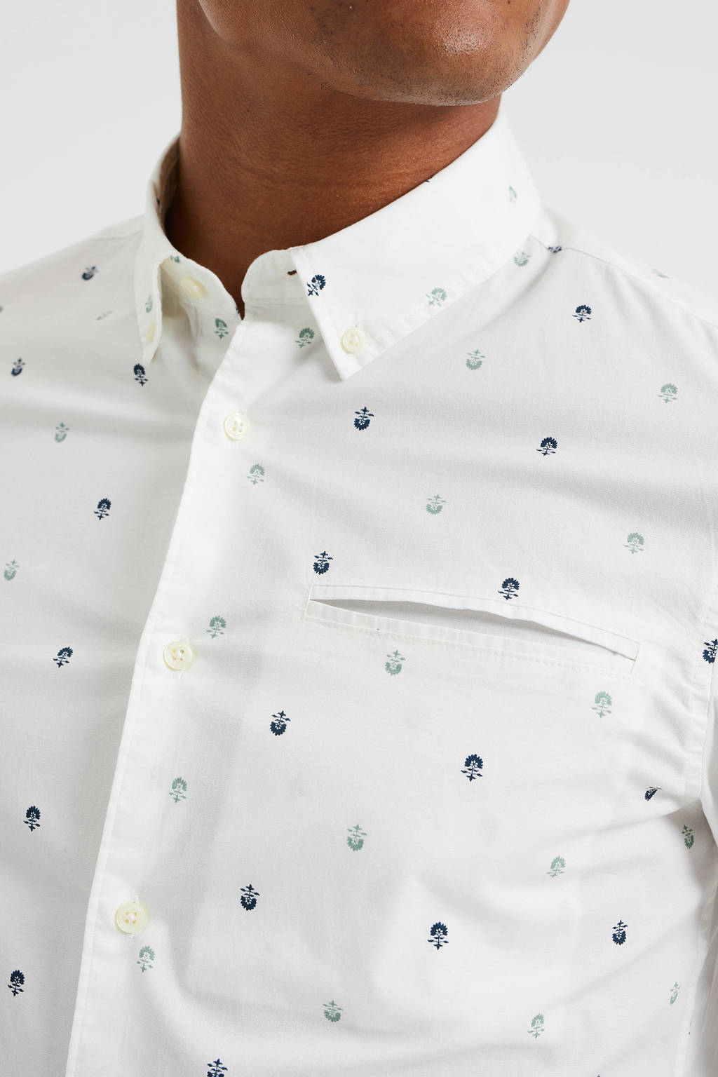 WE Fashion slim overhemd met all over print new ivory | wehkamp
