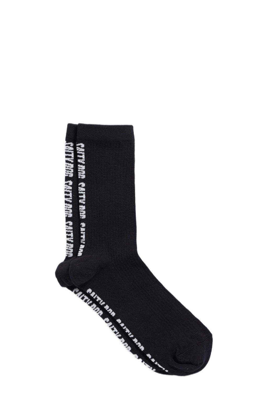 WE Fashion Salty Dog sokken met tekst zwart