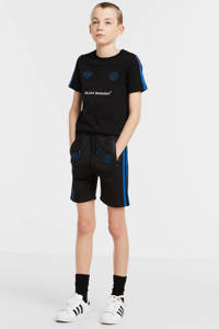 Zwart en blauwe jongens en meisjes BLACK BANANAS unisex sweatshort van katoen met slim fit, regular waist en logo dessin