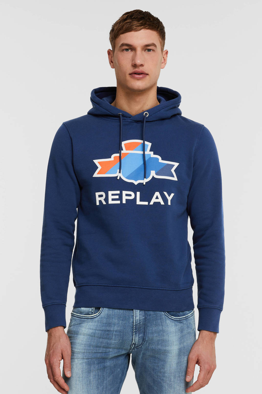 REPLAY hoodie met logo deep royal