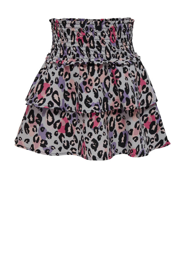 KIDS ONLY GIRL rok KOGSELMA-MOLLY met panterprint en ruches paars