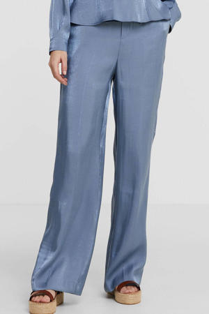 high waist straight fit pantalon Tarys blauw