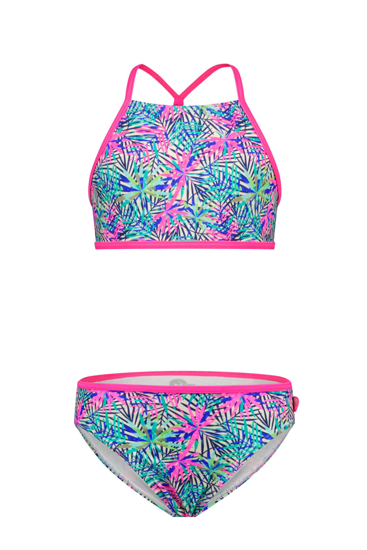compenseren Berg kleding op Makkelijker maken Just Beach crop bikini blauw/roze/groen | wehkamp