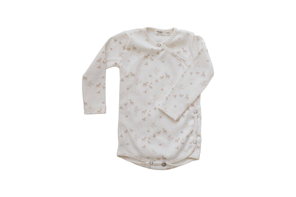 Snoozebaby romper met overslag Peach Blush, Ecru