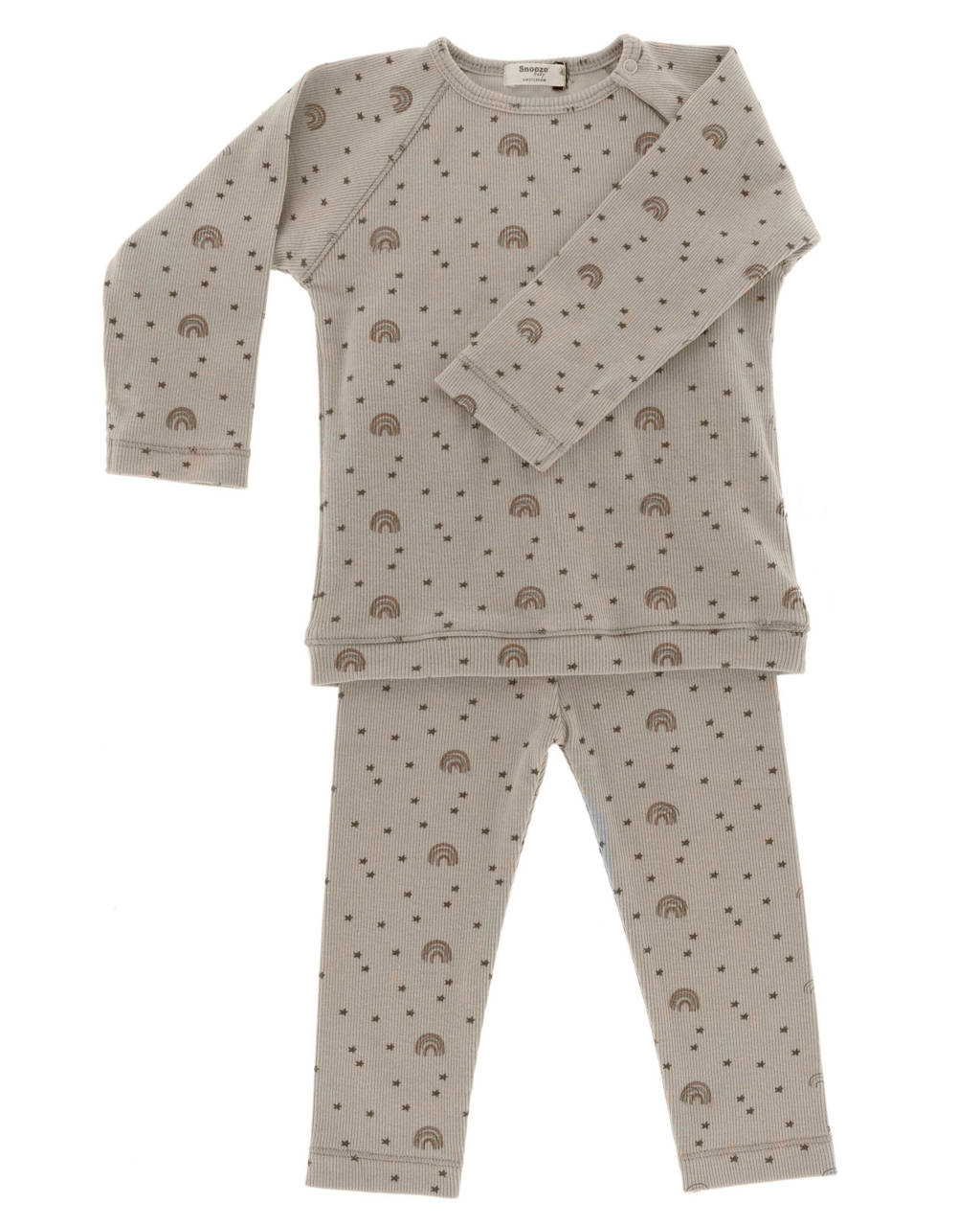 Snoozebaby pyjama Smokey Green Rainbow, Grijsgroen