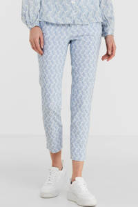 Lichtblauwe dames Esqualo regular fit pantalon van rayon met rits, haak- en knoopsluiting