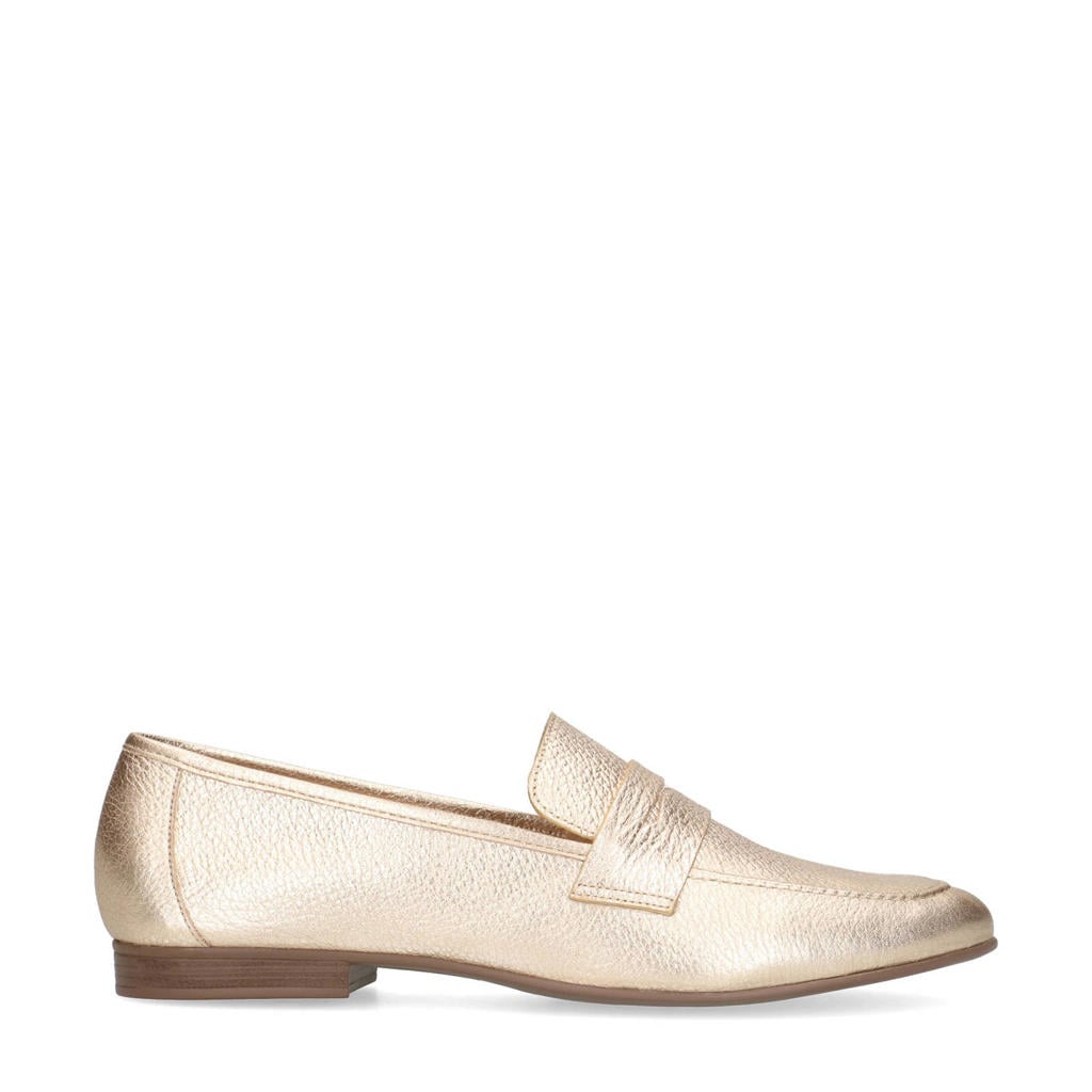 Gouden dames Manfield leren loafers