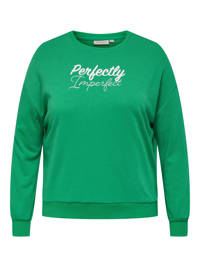 ONLY CARMAKOMA sweater CARTIANA  met tekst groen/wit