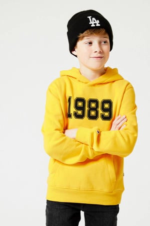 hoodie Stan Hood met printopdruk geel