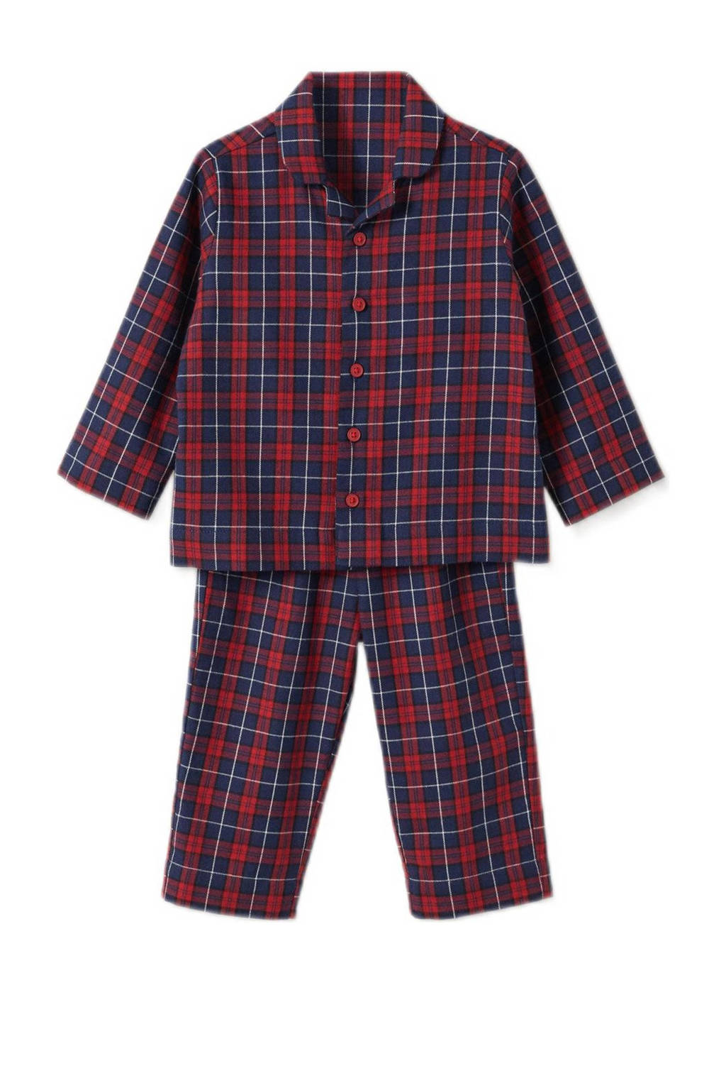 Mango Kids   geruit pyjama marine/rood, Marine/rood