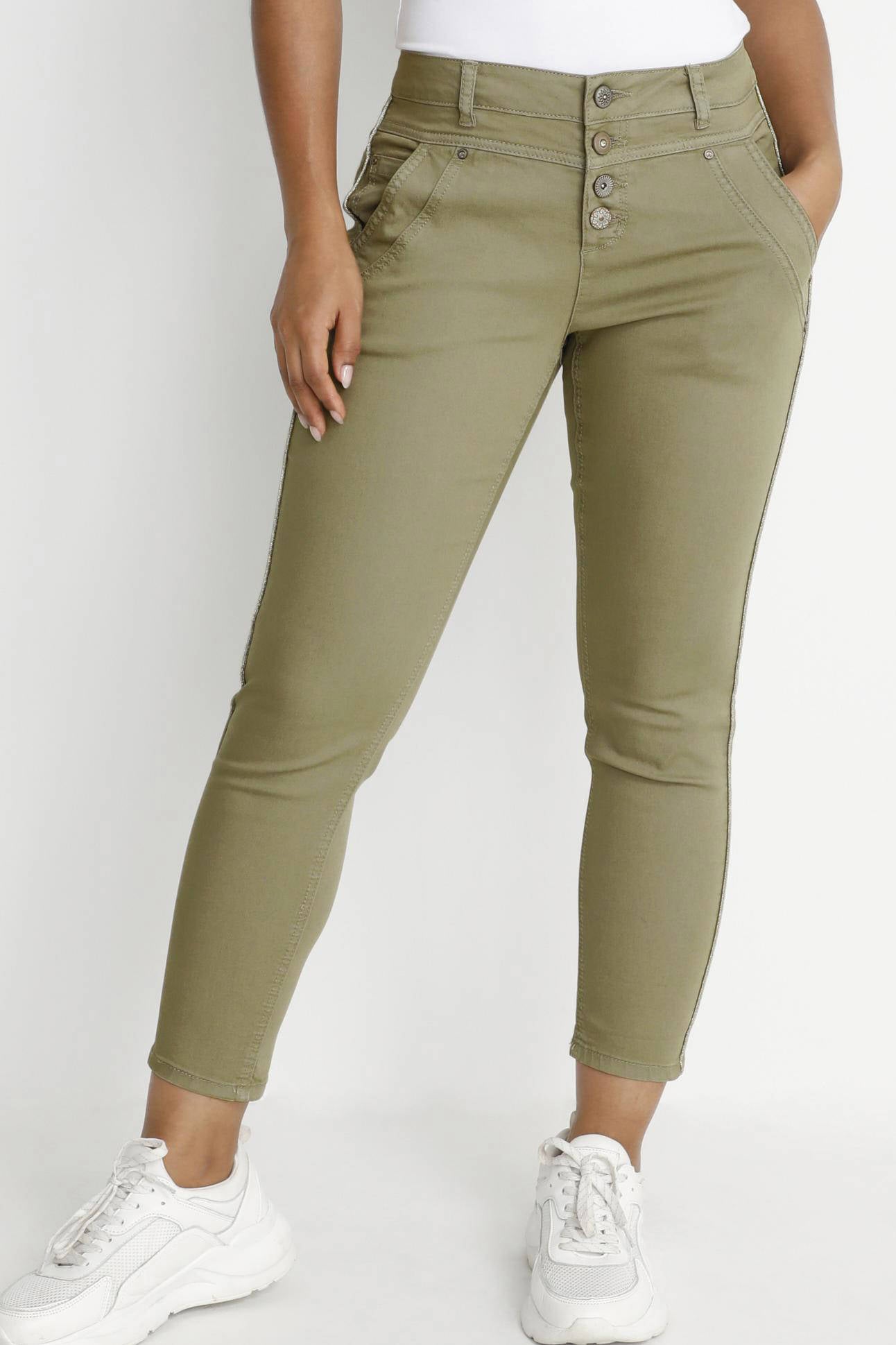 Cream cropped skinny broek CRPenora groen | wehkamp
