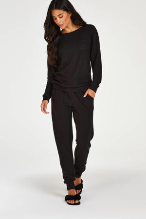 pyjama met wafelstructuur zwart