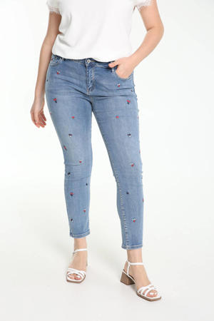 skinny jeans met borduursels light denim