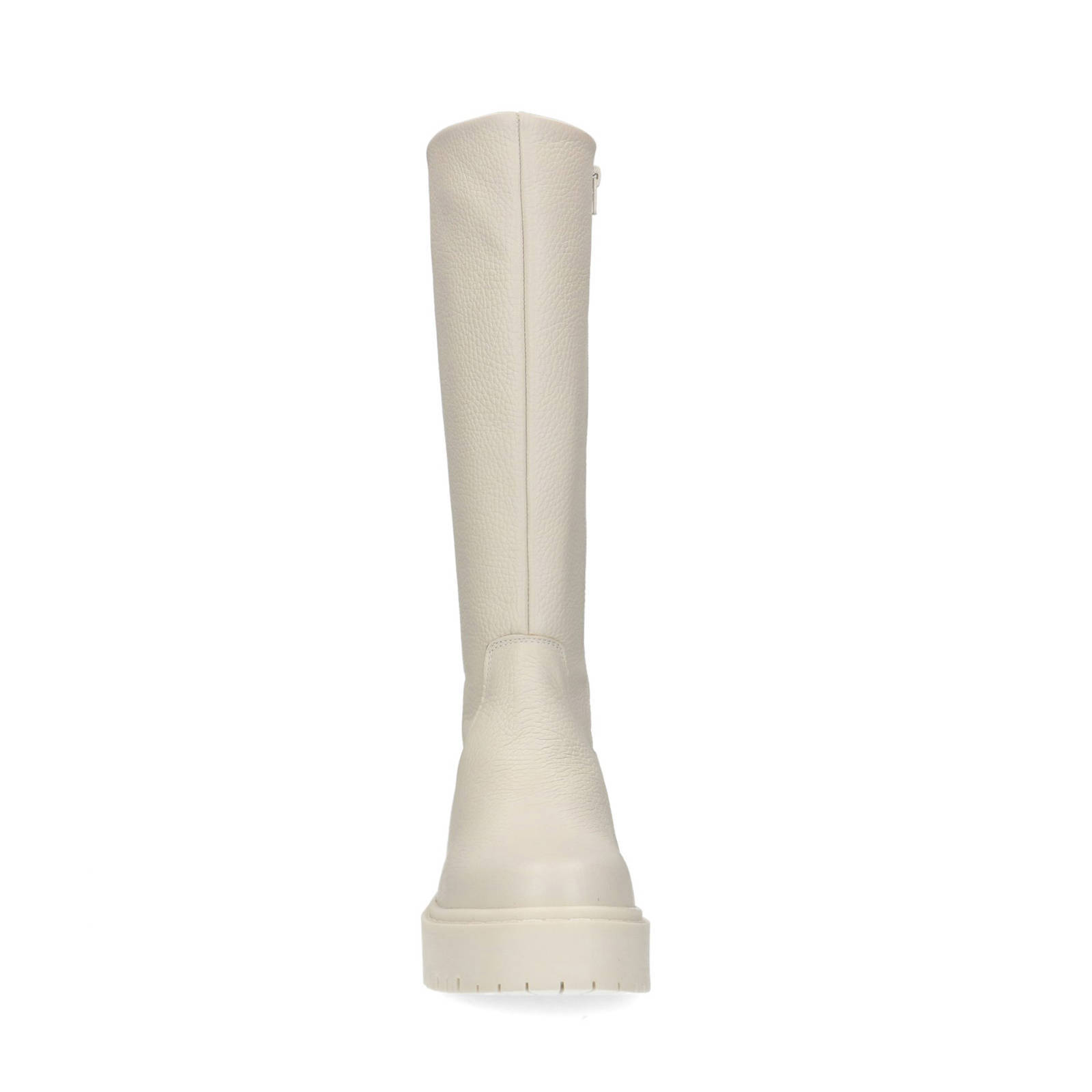 Manfield leren laarzen met brede schacht off white | wehkamp