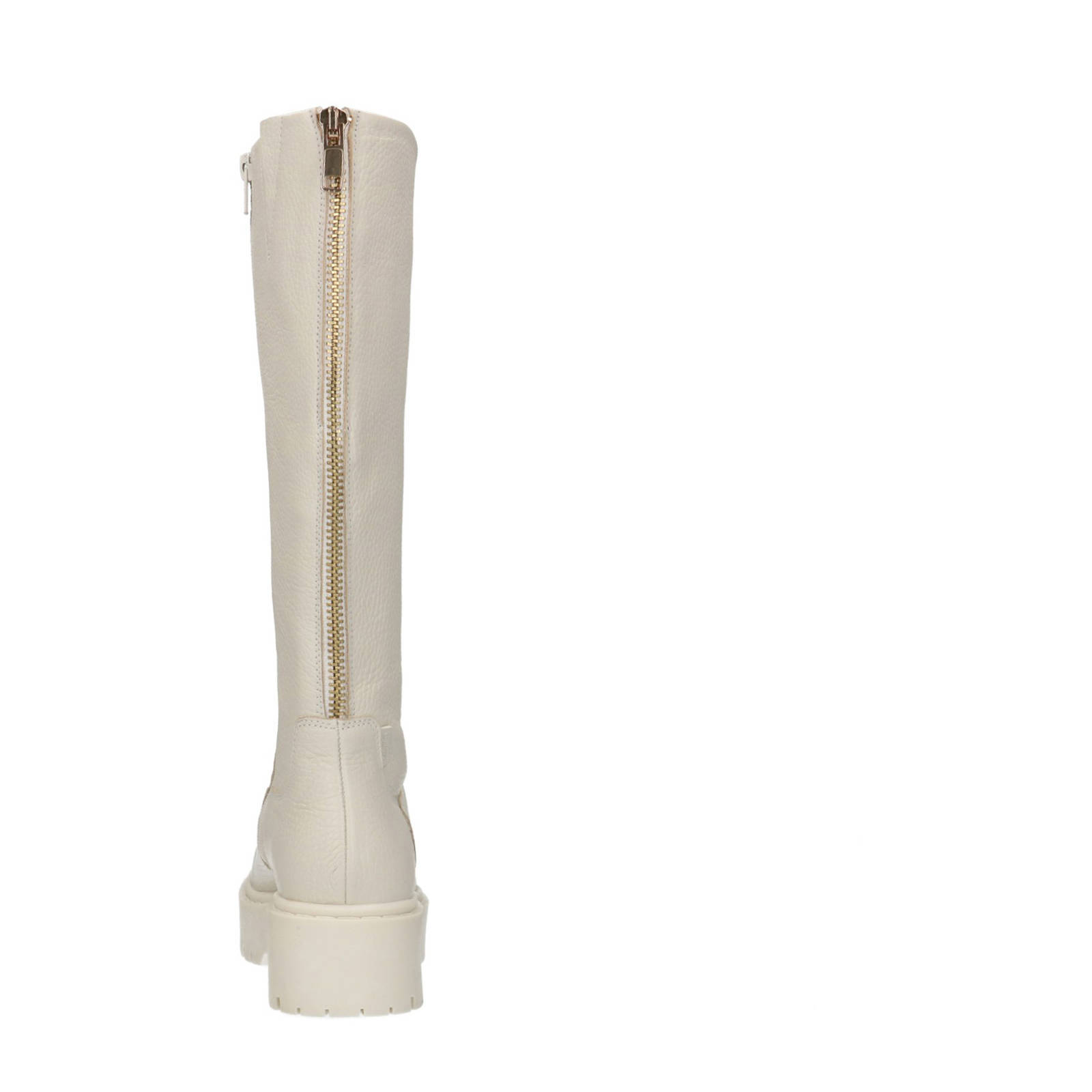 Manfield leren laarzen met brede schacht off white | wehkamp