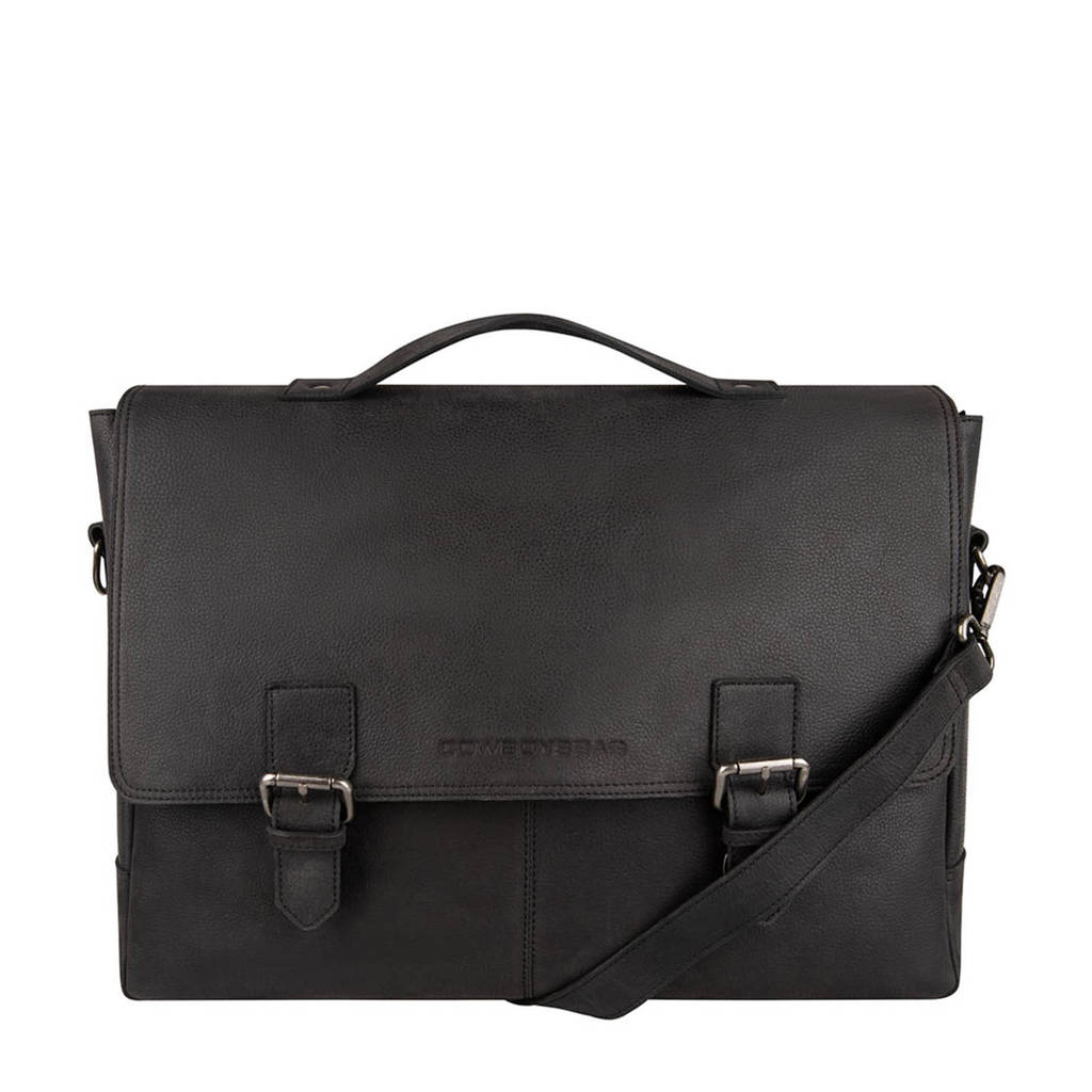 Cowboysbag  15.6 inch leren laptoptas Bolong zwart, Zwart