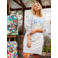 ONLY CARMAKOMA sweatjurk CARPENNY met tekst lichtgrijs/blauw/groen
