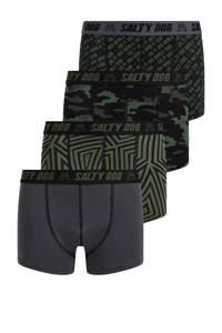 WE Fashion Salty Dog   boxershort - set van 4 grijs/zwart/groen, Grijs/zwart/groen