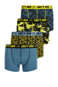 WE Fashion Salty Dog   boxershort - set van 4 blauw/geel/zwart, Blauw/geel/zwart