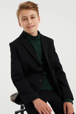 slim fit colbert met ribstructuur zwart