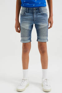 Blauwe jongens WE Fashion Blue Ridge slim fit jeans bermuda blue van stretchdenim met regular waist