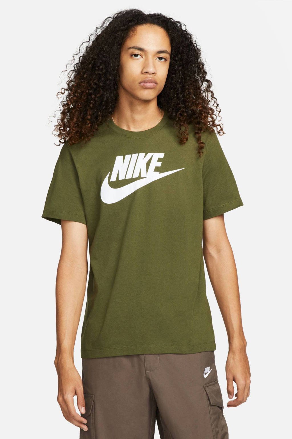 Nike sport T-shirt neon olijfgroen