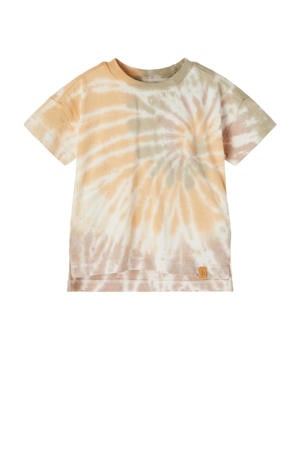 baby tie-dye T-shirt NBMHALFRED van biologisch katoen beige/groen/rozee