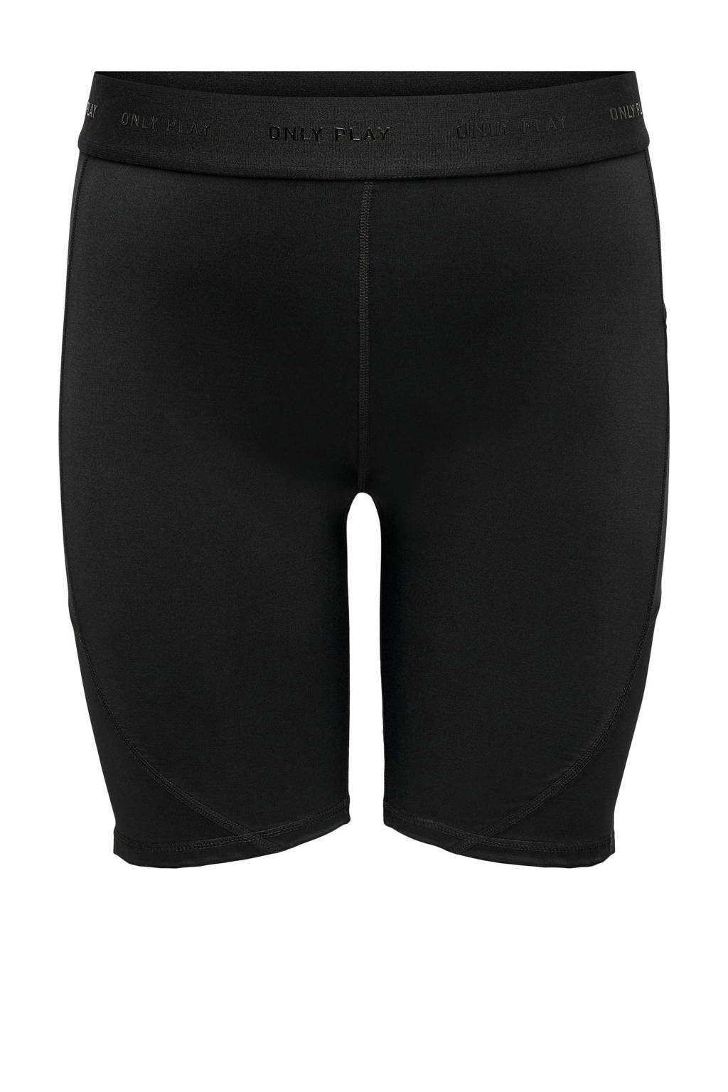 Zwarte dames ONLY PLAY CURVY Plus Size sportshort Opbalix met slim fit, regular waist en elastische tailleband