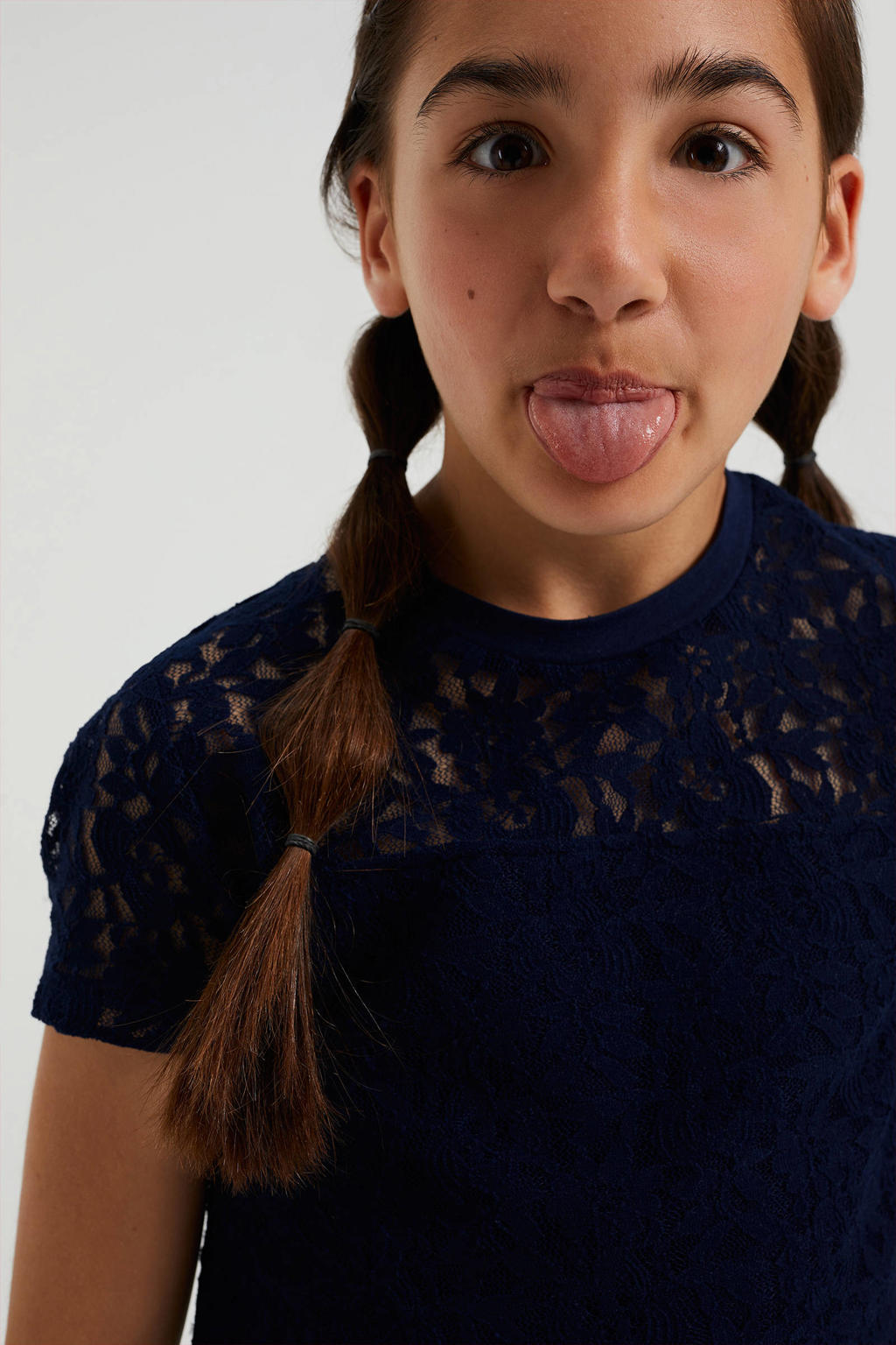 LOLALIZA T-shirt met kant fuchsia | wehkamp